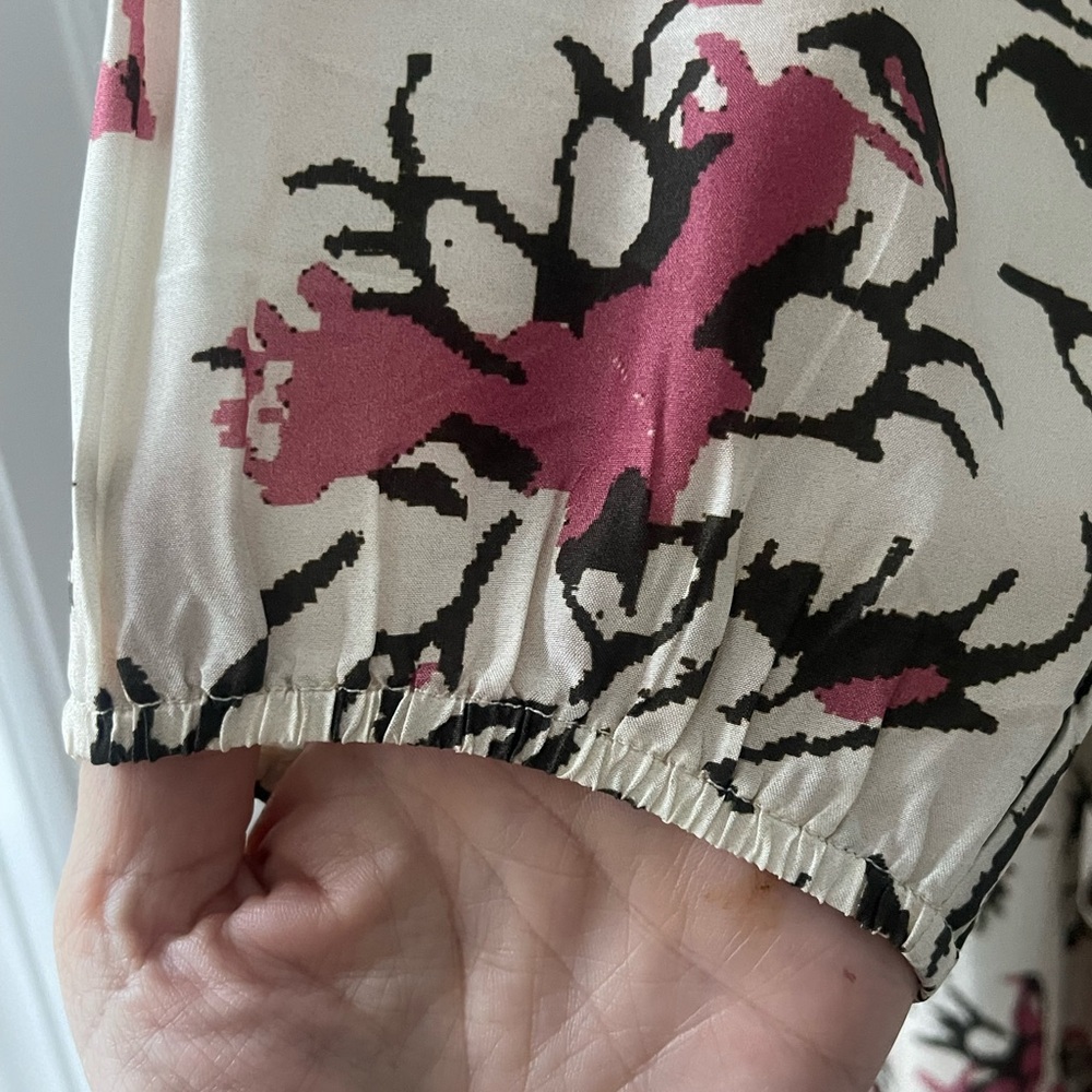 Apiece Apart Silk Floral Midi Dress Size 6 Boho 3/4 Sleeve Abstract Art  $695 - Picture 5 of 7